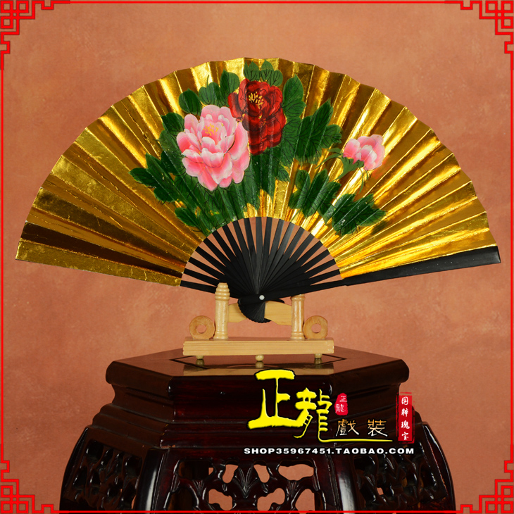 文成京剧戏曲戏剧贵妃醉酒牡丹折扇儿童扇子7寸8寸9寸 金扇