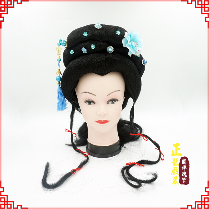 文成戏剧服装京剧越剧小旦花旦丫鬟假发 小姐头套